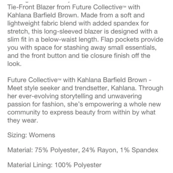 Future Collective By Kaplan Tie Front Blazer - Picture 4 of 4
